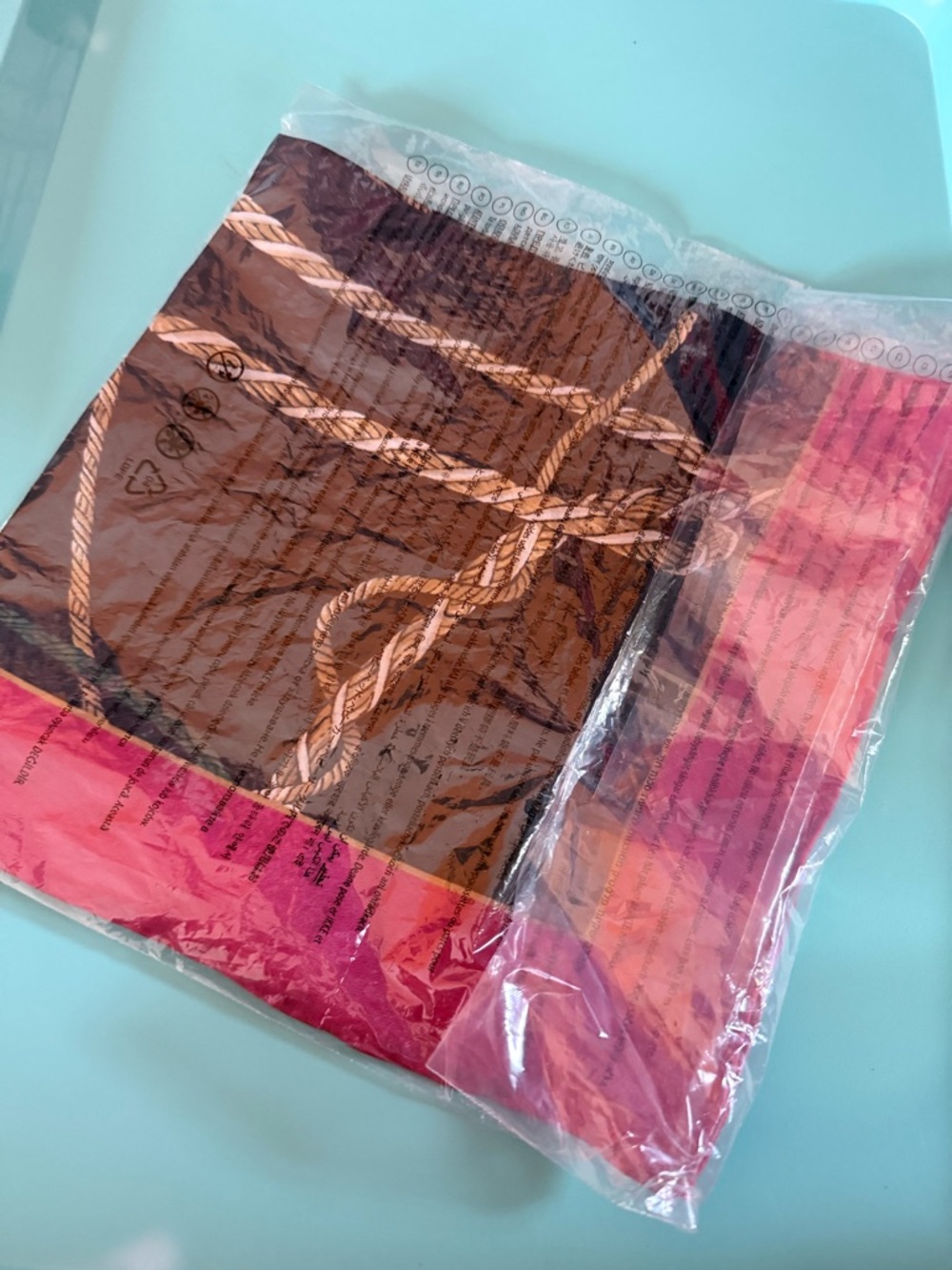 Lauren Ralph Lauren Brown Rope-Print Scarf with Maroon Border